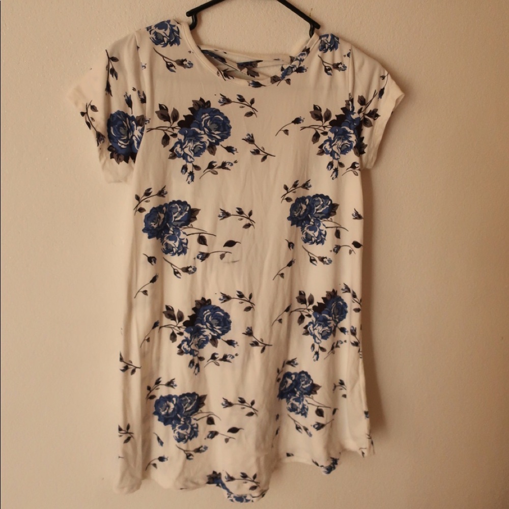 White Long Floral Shirt